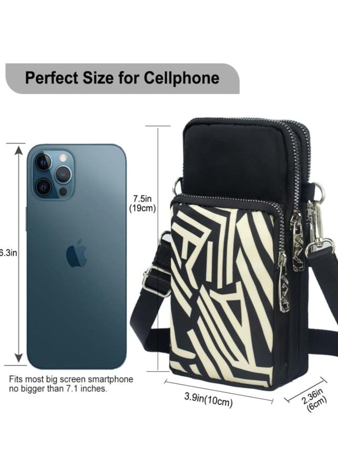 Shopvibe حقيبة كروسبودي صغيرة للهاتف من شوب فايب للنساء والفتيات (طبعة سوداء وكريمية) - Image 4